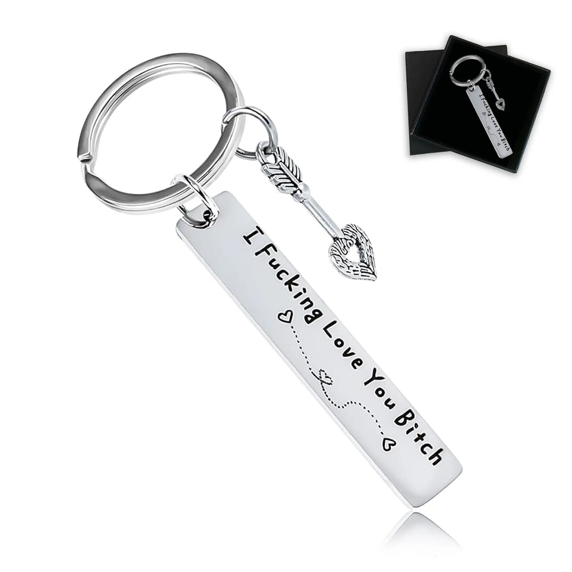 Women's Jewelry-Style BFF Keychain with Humorous Engraved Text "I Fking Love You", Ideal Anniversary Gift, Birthday Gift for Friends, Humorously Bold, Christmas