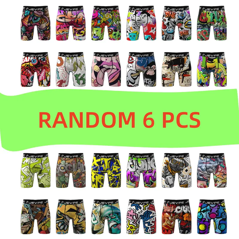 [6pcs / Pack] Men underwear - Breathable Comfortable，No Ride-Up Design for All-Day Active Wear，All Over Print Boxer Brief.Stretchy men