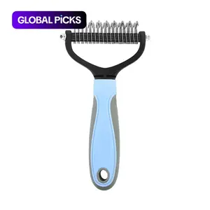 Pet Grooming Brush, Double-Sided Gentle Deshedding & Dematting Undercoat Rake Comb for Dogs & Cats, Reduces Shedding & Flying Hair, ABS Eco-Friendly Anti-Slip Handle, Grooming Tools Available in Multiple Sizes #GLOBAL PICKS