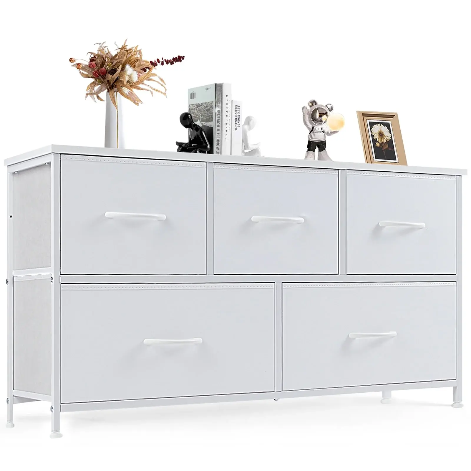 CONCETTA Dresser 5 Fabric Storage Drawer Dresser, TV Stand, Chest of Drawers for Bedroom, Closet, Entryway, Living Room Multifunctional Cupboard Media Cabinet