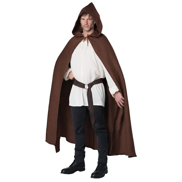 Brown Hooded Cloak for Adults