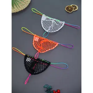 3 pieces of transparent fishnet thongs, men's sexy underwear