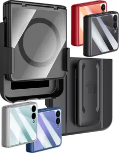 Nakedcellphone Electro Combo for Samsung Galaxy Z Flip 7 Phone Case with Belt Clip Holster Holder - Built-In Screen Protector - Hinge Cover - Compatible with MagSafe
