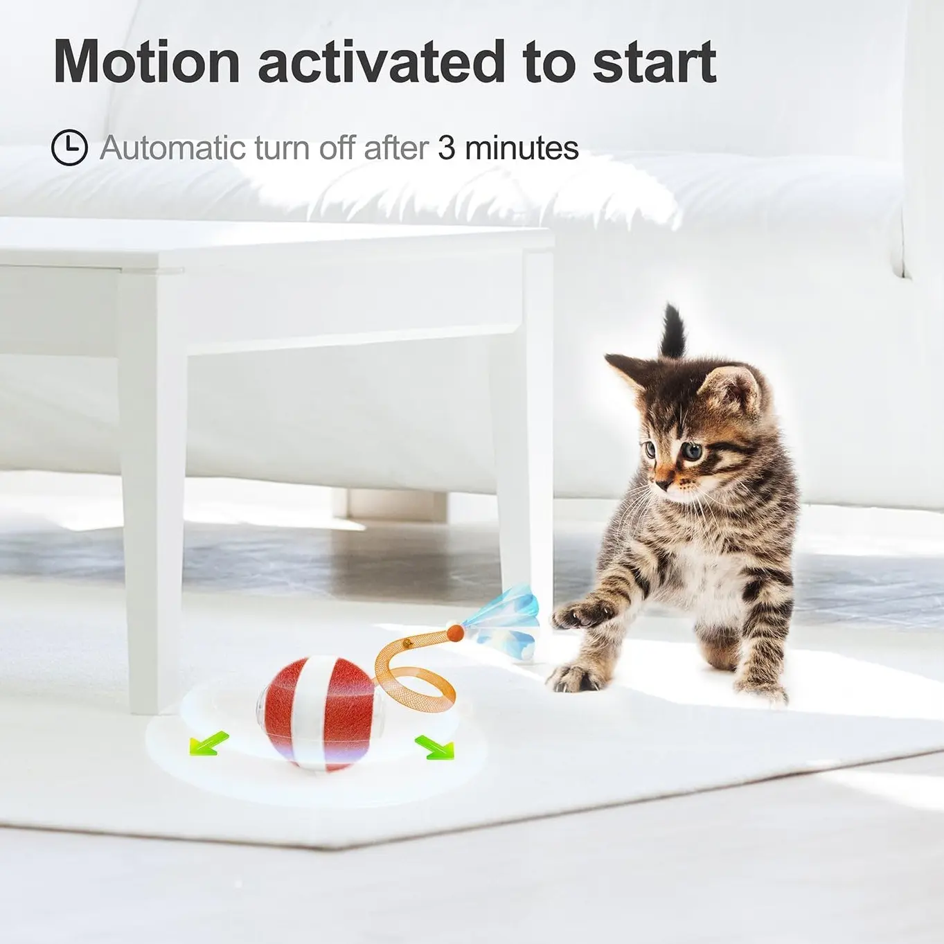Interactive Cat Toys Ball 3rd generation Agile moving cat ball with Elastic mesh Tail, Automatic Motion Activated Kitten toys for bored Indoor toy for cats