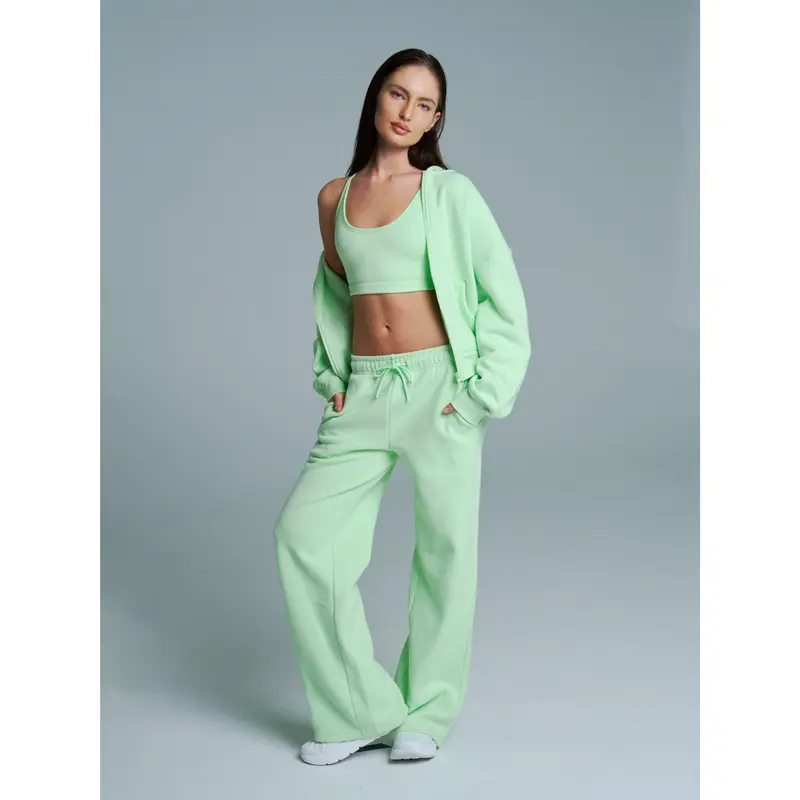 Plush Fleece Zip Hoodie - Honeydew