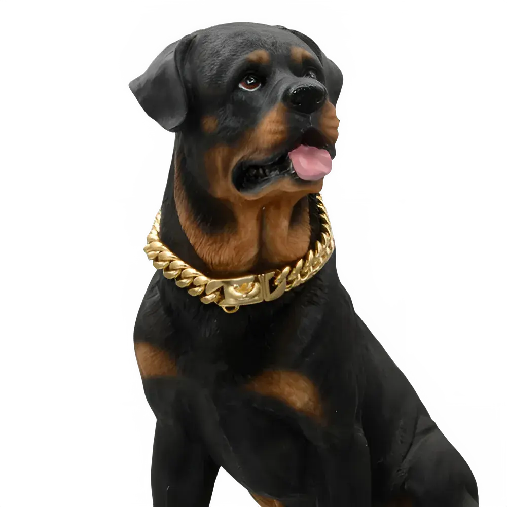 Cuban Link Stainless Steel Dog Collar - Gold/Silver