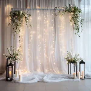 Single piece, white tulle with rod opening at the top, size: 63*119 inches, suitable for wedding arch decoration, stage backdrop, banquet table decoration, Christmas decoration, ceiling decoration.