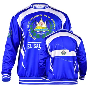 Fury's El Salvador Long Sleeve Shirt for Men & Women El Salvador Jersey Crew Neck Slim-fitting shirtslatinas Round Neck Breathable Menswear Top Unisex