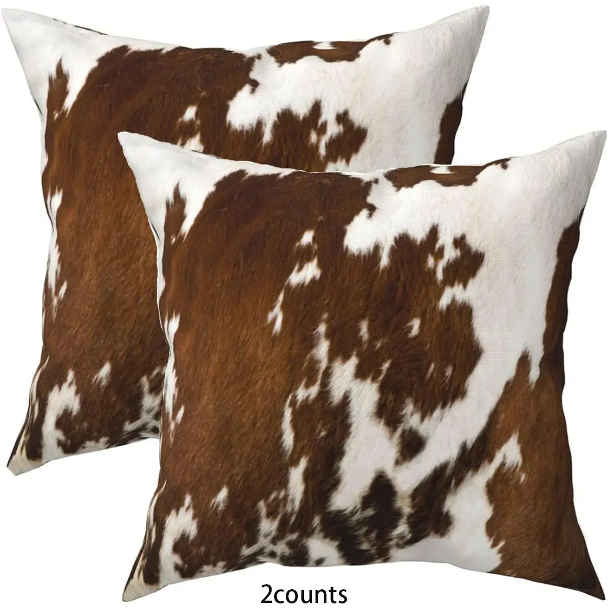 Cow Print Cushion Cover, 2 Counts/set Animal Print Decorative Pillow Cover without Filler, Household Decoration Supplies for Home Living Room Bedroom, Cushion Slipcovers