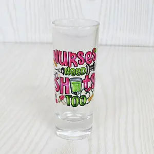 Kenzie's Boutique Handmade Nurses Need Shots Too 2 oz Shot Glass - Hot Pink Lime Green Appreciation Week Gift for Women and Male Nurses – Funny Care Package Present – Nursing Graduation Day Party Drinkware