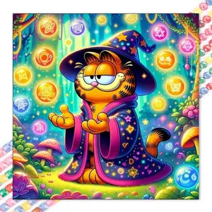 1 set of DIY diamond painting kit, 5D diamond art kit, DIY decor with wizard, cat, magic. Mosaic, diamond art, DIY art home decoration.