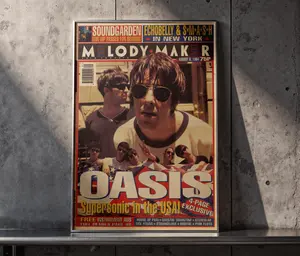 Oasis Retro Melody Maker Magazine Poster - 90s Britpop Wall Art for Music Lovers