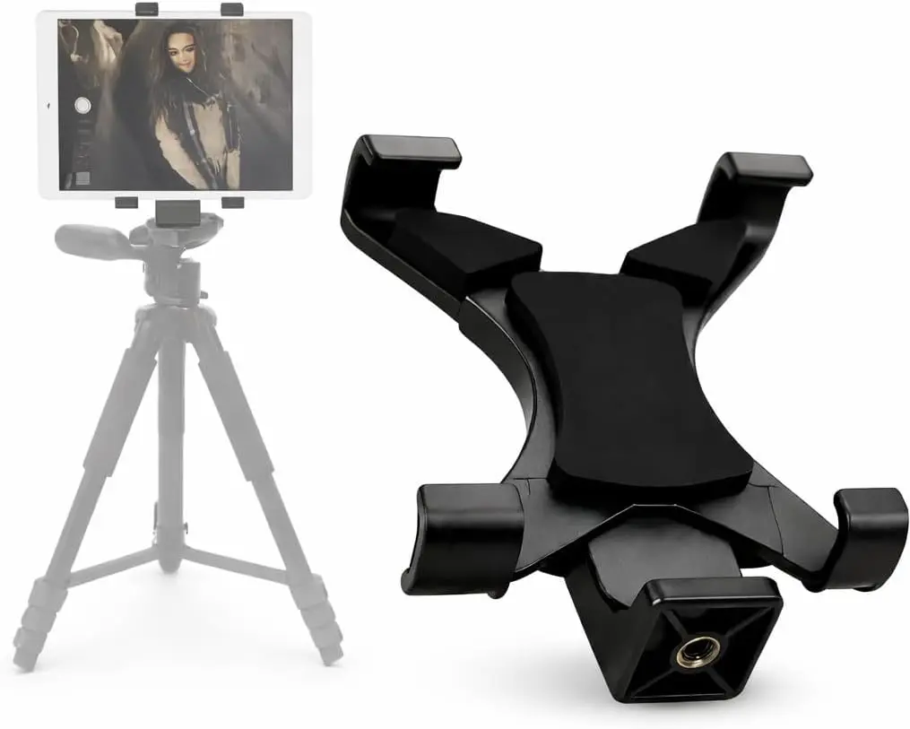 Sturdy Universal Tablet Tripod Mount Holder - Adjustable Adapter for 8-11 inch Tablets, iPads, Samsung Galaxy Tabs, Surfaces, Vertical/Horizontal Use, Photography, Classrooms, Hands-Free Recording, Compatible with Tripods, Monopods