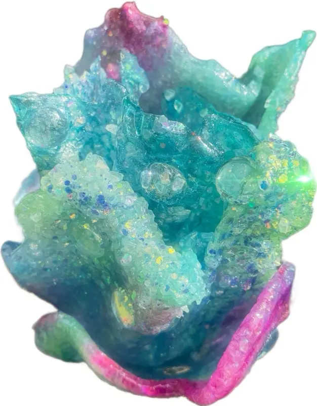 Handmade Epoxy Resin Abstract Art Sculpture - Mermaid Vibes, Water Droplet & Splash Design - Collectible Art Piece