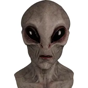 3D Realistic UFO Alien Mask,Scarry Halloween Visible Latex Headgear Head Face Cover Novelty Costume Party Prop ,party hat,face mask,Prank props,Gifts for friends
