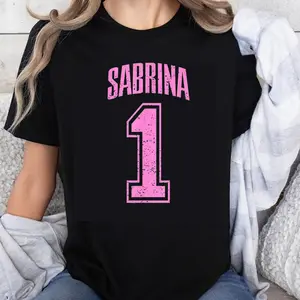 100% Cotton Sabrina 1 Pink Jersey Style T-Shirt Women's Unisex Black Casual Top Fashion Statement Shirt Gift Idea