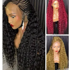 Blend Lemonade Boho Braid 30 Inches Fulllace braided Wig with Curly Texture and Bohemian Style Design