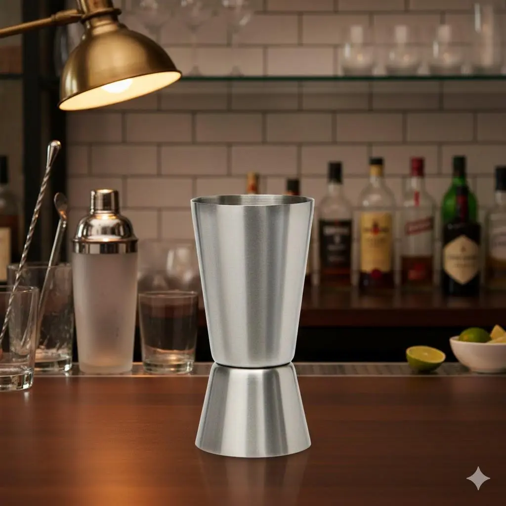 Professional Dual-Ended Stainless Steel Jigger for Cocktails, Precision Measuring Tool with Anti-Corrosion Design. Must-Have Bar Utensils Equipment for Home & Professional Bartenders. Accurate Spirit & Liquor Measurement.