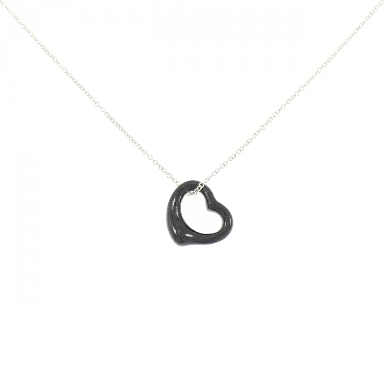 Pre-owned Tiffany & Co. Sterling Silver 925 (Ag925) Small Leather Goods 925 Silver Open Heart Necklace