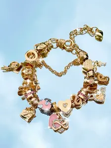1pc Love Charm Bracelet Cat Love Large Hole Bead DIY Bracelet Letter Slogan Love Pendant Bead Bracelet Fashion Inlaid Diamond Pink Love Bracelet Travel Commemorative Bracelet