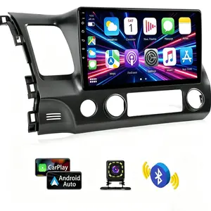 HiFi 2+32G for Honda Civic 2006-2011, 10.1 Inch 1080P Touch Screen Wireless CarPlay & Android Auto, GPS WiFi Bluetooth FM/RDS SWC Rear Backup Camera