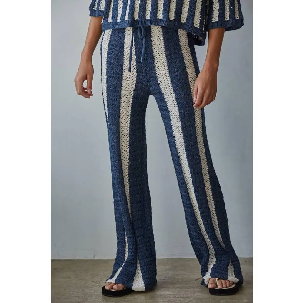 Knit Sweater Striped Straight Leg Pants