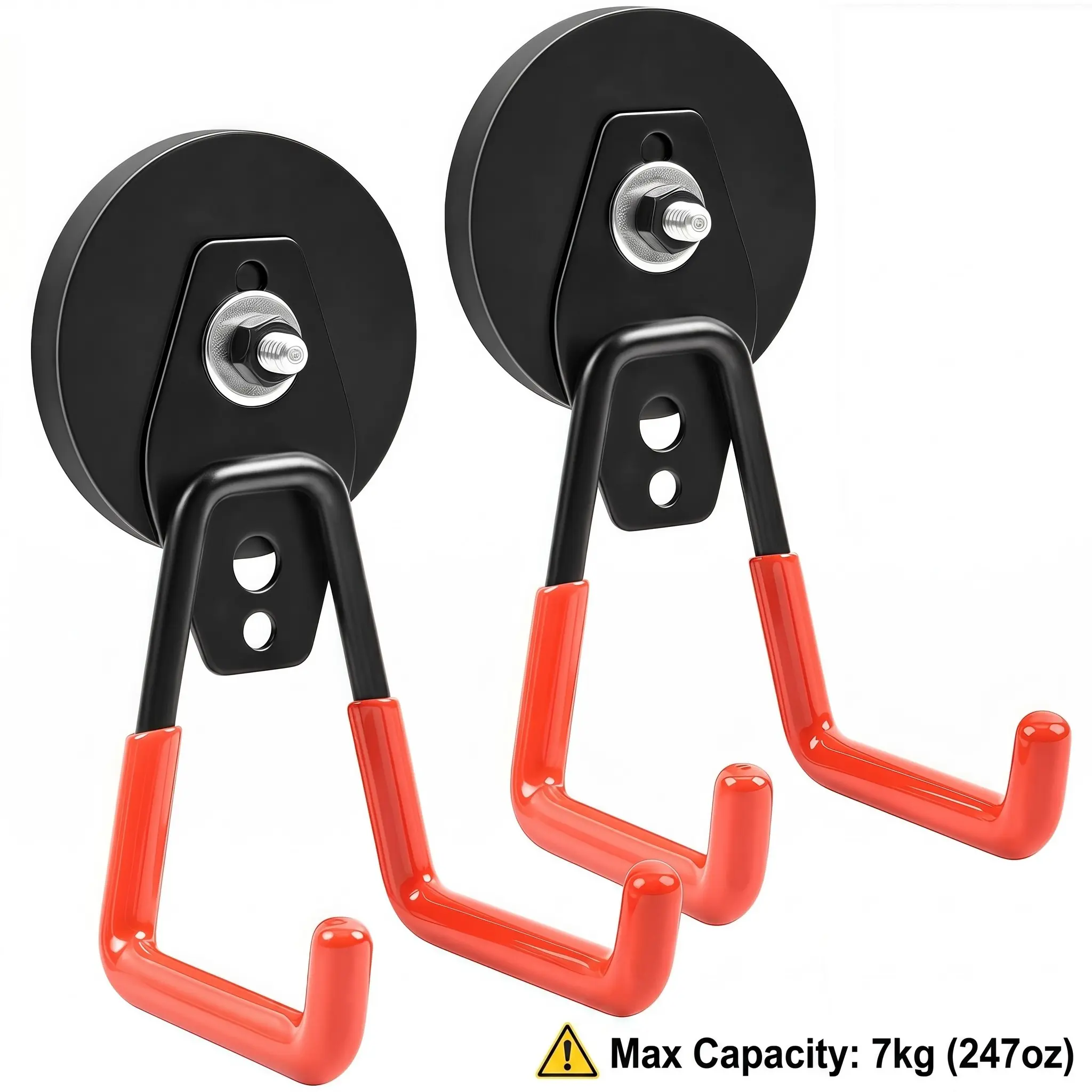 2/4 Magnetic Hooks for Garage and Garden, Magnetic Base Hook, Magnetic Storage Hooks for Tools and Hoses, Indoor and Outdoor Use, Removable Hooks, Storage Rack, Space Saving Organizer, Home Organizer Hook, Heavy Duty Magnet Hooks