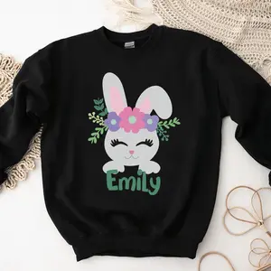 Custom Easter Girl Sweatshirt, Personalized Bunny Shirt, Easter Gifts For Kids, Cute Rabbit Lover Birthday Tee, First Easter Outfit, Spring Shirt