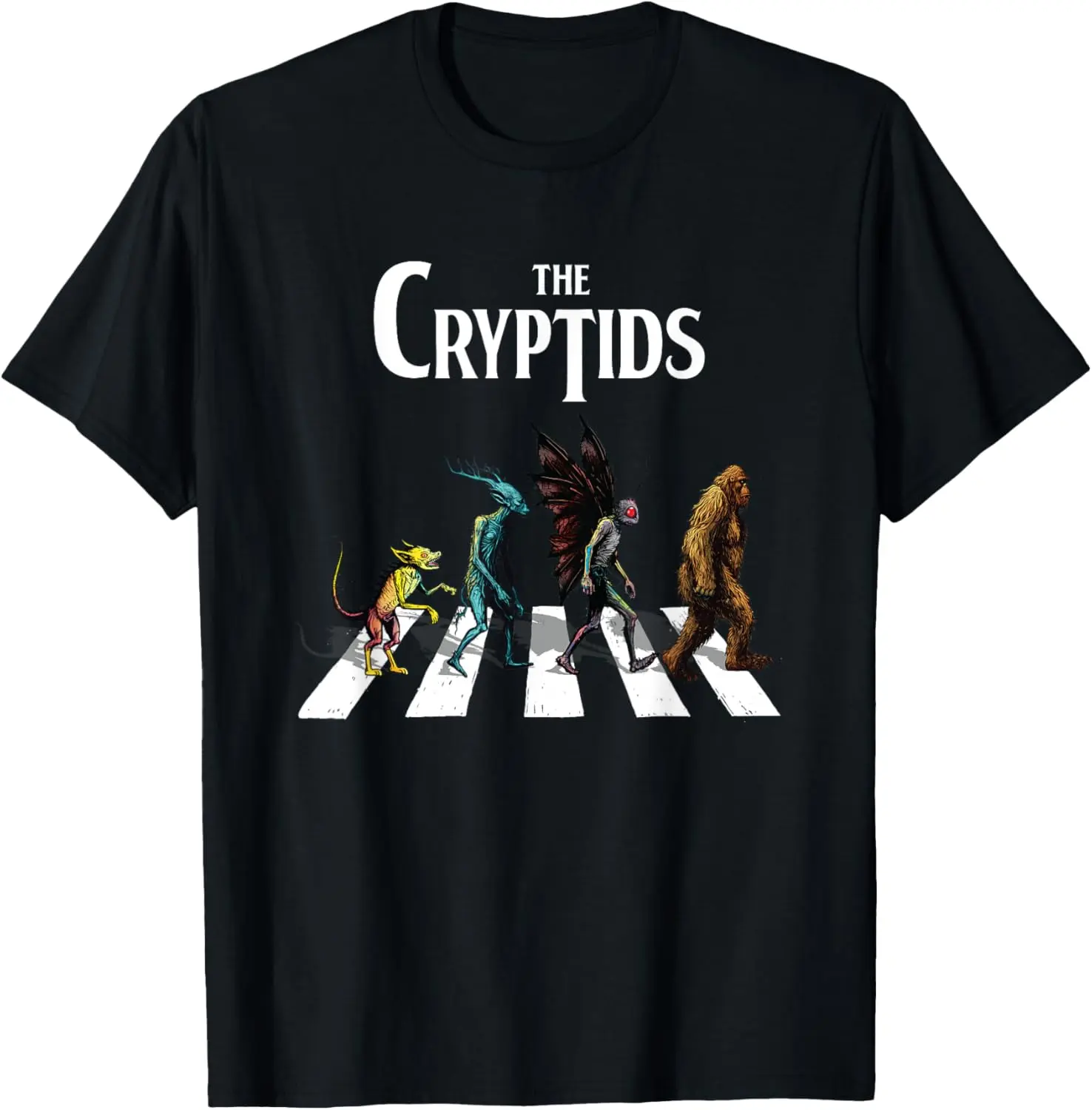 100% Cotton Unisex The Cryptids Bigfoot Mothman Wendigo Chupacabra Creatures T-Shirt