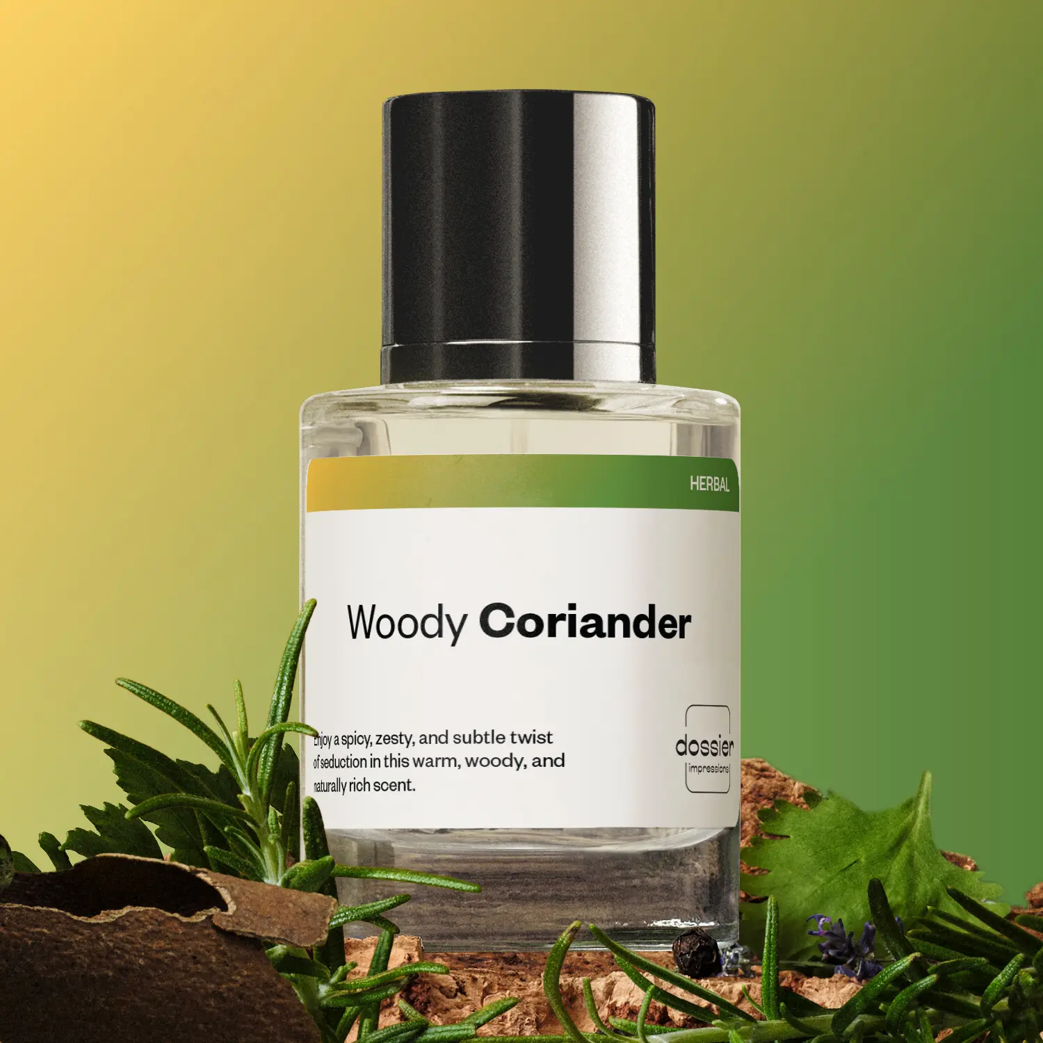 Woody Coriander, Dossier, Men Perfume, Eau de Parfum, 50ml, Coriander, Green Apple, Grapefruit, Cardamom, Basil, Cedarwood
