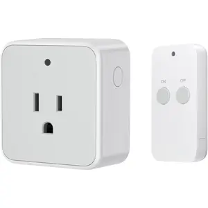 P-PSP02   Remote Control Outlet,   Wireless Light Switch, On Off Switch Plug for Lights, Lamps, Fans, Household Appliances, 100ft RF Range, 15A/1875W(1 Remote + 1 Outlet)