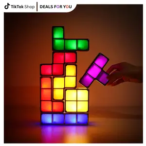 DIY Tetris Puzzle Night Light - Stackable Lamp - Novelty Desk Lamp Induction Interlocking Desk Lamp - Multi-Color Blocks