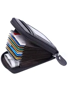 National Day Offers Men's Business Style Wallet with Card Slots,  Black Plain Credit Card Holder with Zipper, Casual Trendy Wallet for Work & Daily Use