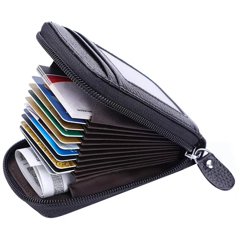 National Day Offers Men's Business Style PU Leather Wallet with Card Slots, Black Plain Credit Card Holder with Zipper, Casual Trendy Wallet for Work & Daily Use, Business Wallets
