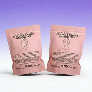 PHOR ESSENTIALS Twin Pack Natural Dark Spot Treatment & Whitening Care Gentle Exfoliating Face Pads with Kojic Acid & Turmeric for Sensitive Skin - Lemon