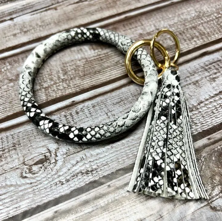 Snake Print Circle Wristlet Keychain | Western Wristlet | Keyfob | Keychain | Wrist Lanyard | Wrist Keyfob | Aztec | Southern