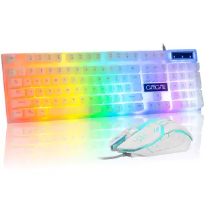CHONCHOW Gaming Keyboard and Mouse Combo 104 Keys Wired RGB Backlit 7 Color Mouse Ergonomic Design High Performance for PC PS4 PS5 Xbox Mac