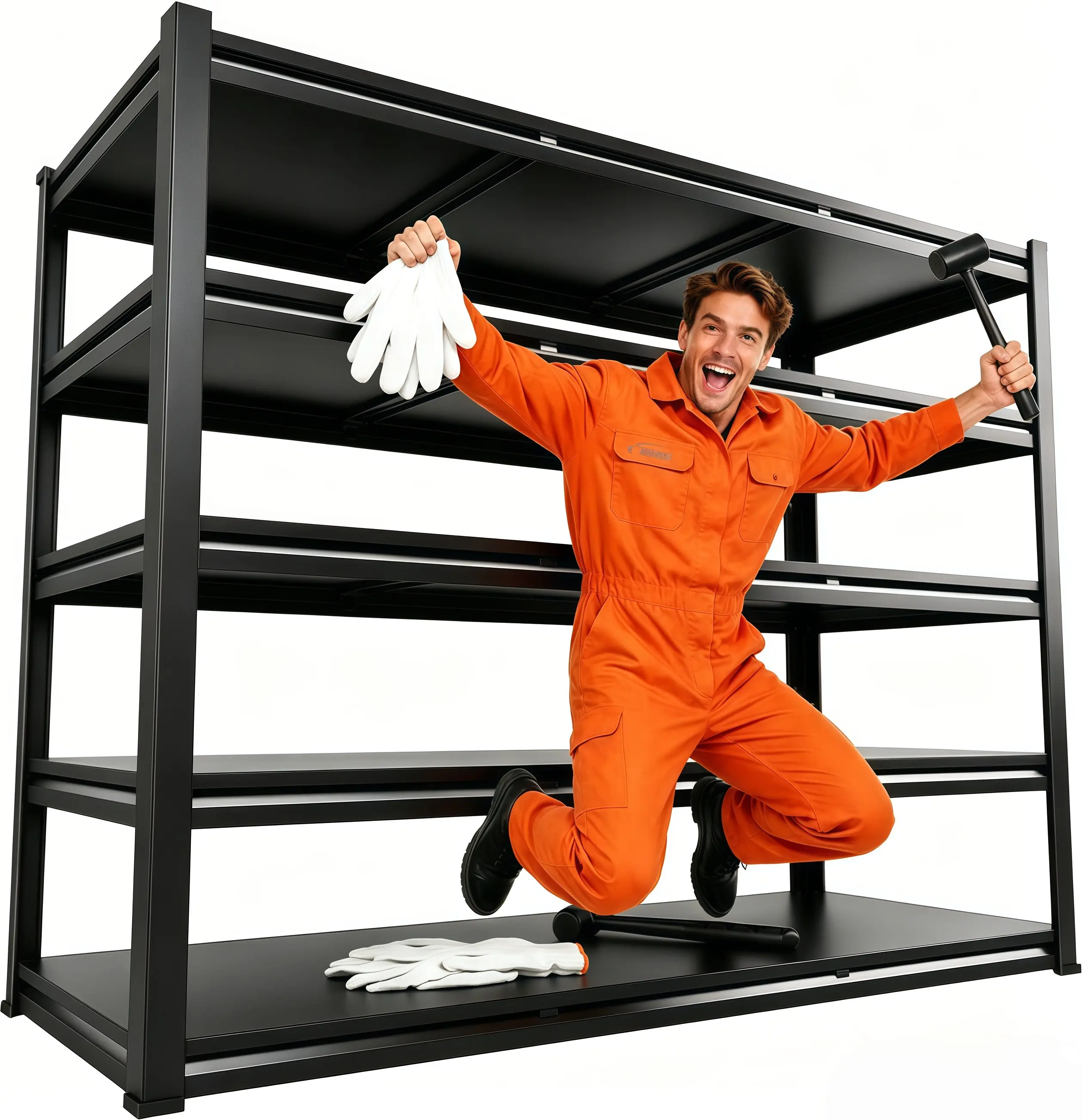 5-Tier Adjustable Heavy-Duty Metal Storage Rack, 77.4in H x 47.3in W x 24in D, Ideal for Garage, Warehouse, Basement Multi-Purpose Storage (Home Organizer Shelving Unit)