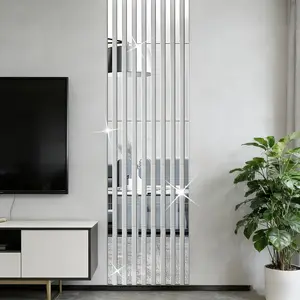 10 pieces of silver acrylic mirror wall art stickers | 4x50cm self-adhesive waistline decorative strip, easy to install without holes, suitable for living rooms, bedrooms, ceiling frames, TV background walls, seamless decoration Decoration Items