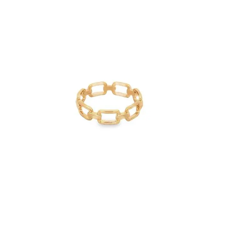 18K Gold Filled Paper Clip Ring Sparkly Accessory for Adults Size 6-10 US Trendy Fashion Jewelry 5mm Thick