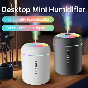 Portable Mini Humidifier, 180ml USB Cool Mist Small Humidifier with Colorful Lights, Usb Powered Humidifier. Perfect for Bedroom, Office, Plants, travel & Car