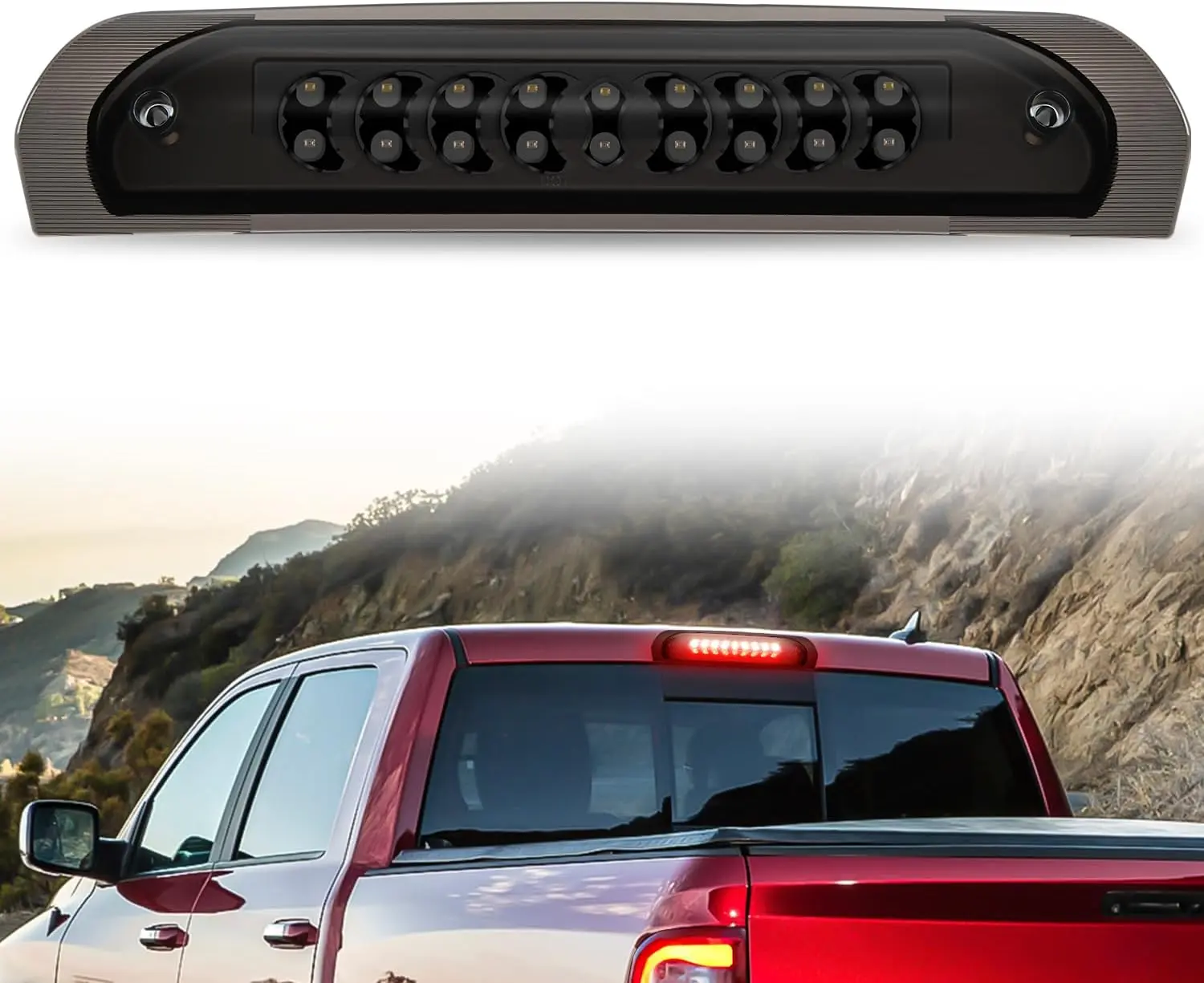 Nilight Third Brake Light High Mount 3rd Stop Reverse Cargo LED Lighting Replacement for 2002-2008 Dodge Ram 1500 2003-2009 RAM 2500 3500 Pickup Rear Cab Center Tail Lights, Car Lighting Upgrade, Led Roof Light Bar Third Brake Lights