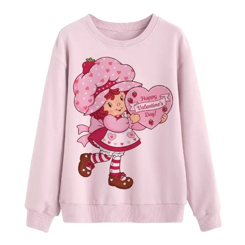 happy valentine's day Shirt, Valentine Strawberry Dessert Graphic Tee, Pink Cute Love Sweatshirt, strawberry shortcake merch