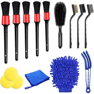 15 Pieces Cleaning Brush Car,Cleaning Brushes Car and Microfibre Cloths for Tyres and Car Window,Car Cleaning Set for Indoor and Outdoor Car Care,Hand Tools Kits,Springtok
