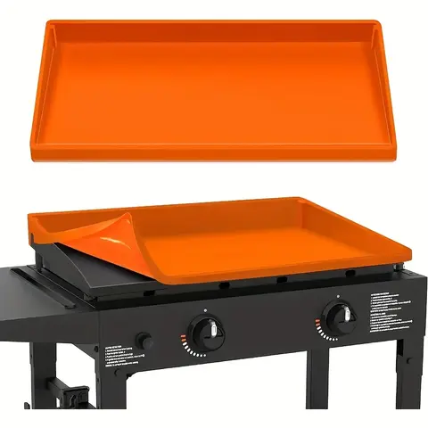 【2026 Upgraded】36in Foldable Thick Silicone Grill Cover for Blackstone Accessories, 17in Seamless Less Gaps Full-Wrap Edge Surround, Durable Waterproof Dustproof Anti-Warping UV-Heat Resistant All Year Round Protection (Orange)