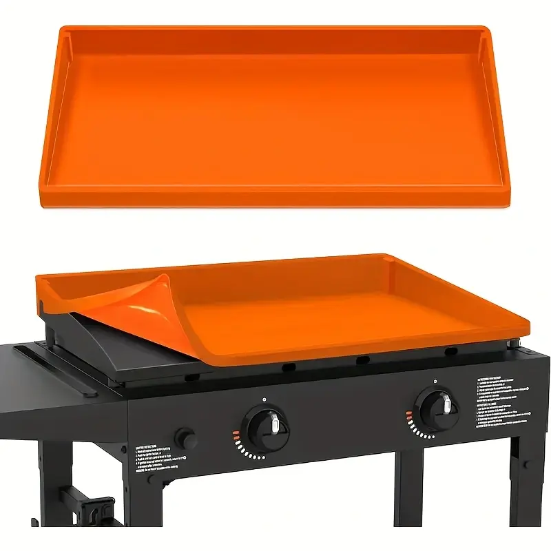 【2026 Upgraded】Silicone Griddle Mat for Blackstone Accessories, Waterproof Dustproof Anti-Warping UV-Resistant Full-Wrap Criddle Cover, 36" All-Encompassing Coverage Duty Griddle Mat (Full Coverage: Orange, 36 Inch), Thick, Protective