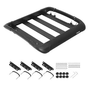 【fathersdaygift】VEVOR Roof Rack Cargo Basket,38 x 38 x 5.59 inUniversal Heavy Duty Roof Top Carrier Basket150 lbs CapacityAll-Weather Car Top Luggage HolderFits Crossbars up to 3.54 x 1.97 infor SUV Truck, Car Accessories