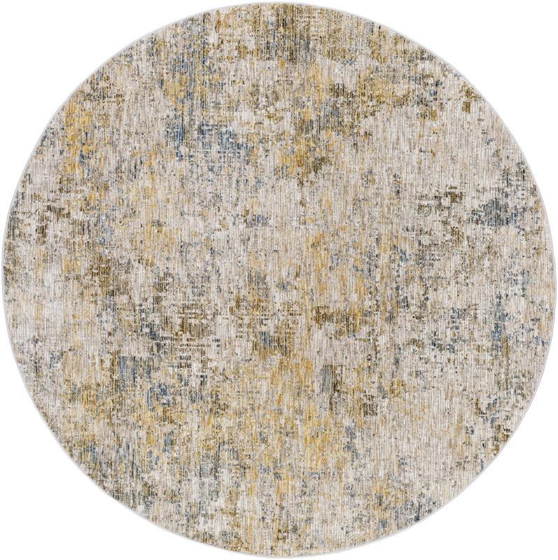 Livabliss Naila Modern Machine-Woven Round Decorative Area Rug (IAL2311-67RD) - 6'7"x6'7" Tan Polyester Face, Cotton Backing, Fringe Detail, Contemporary Home Decor, Indoor Use, Non-Customised Modern Floor Rug