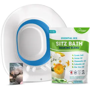[FIVONA] 2-in-1 Sitz Bath Soak Kit - Over The Toilet Seat with Epsom Salt Blend with Natural Oils for Hemorrhoids and Postpartum Care Ideal for Perineal Soaking and Soothing Relief