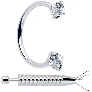 Double Gem Horseshoe Nose Ring Kit with Ball Grabber